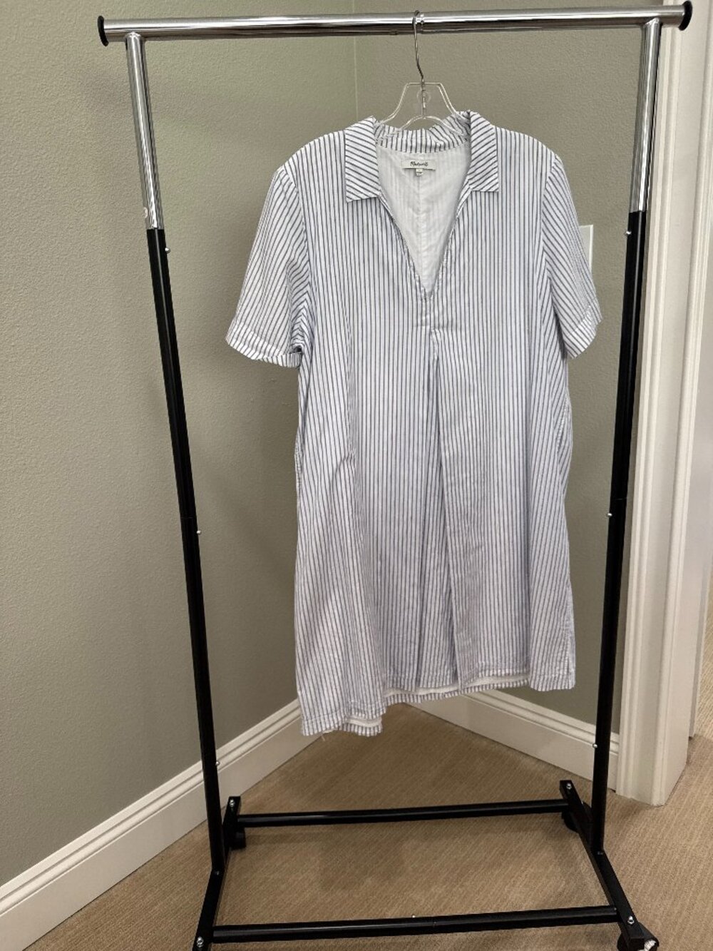 Madewell Blue & White Striped Popover Shirt Dress